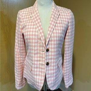 J. Crew Pink and White Checkered Blazer